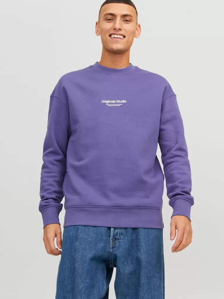 JACK&JONES VESTERBRO RELAXED FIT SWEATSHIRT Twilight Purple-Men Sweatshirts &Hoodies