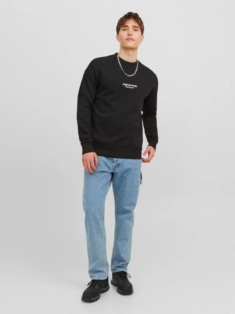 JACK&JONES VESTERBRO RELAXED FIT SWEATSHIRT Black-Men Sweatshirts &Hoodies