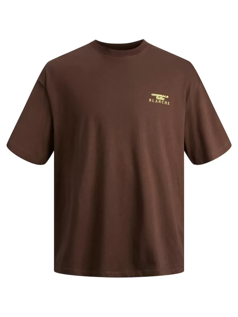 JACK&JONES VILLERAY LOOSE FIT BACK PRINT T-SHIRT Chocolate Brown-Men T-shirts