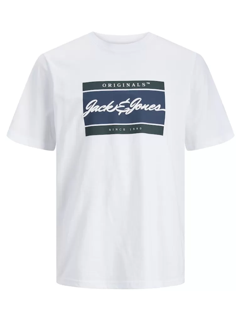 JACK&JONES WAYNE PRINT T-SHIRT Bright White-Men T-shirts