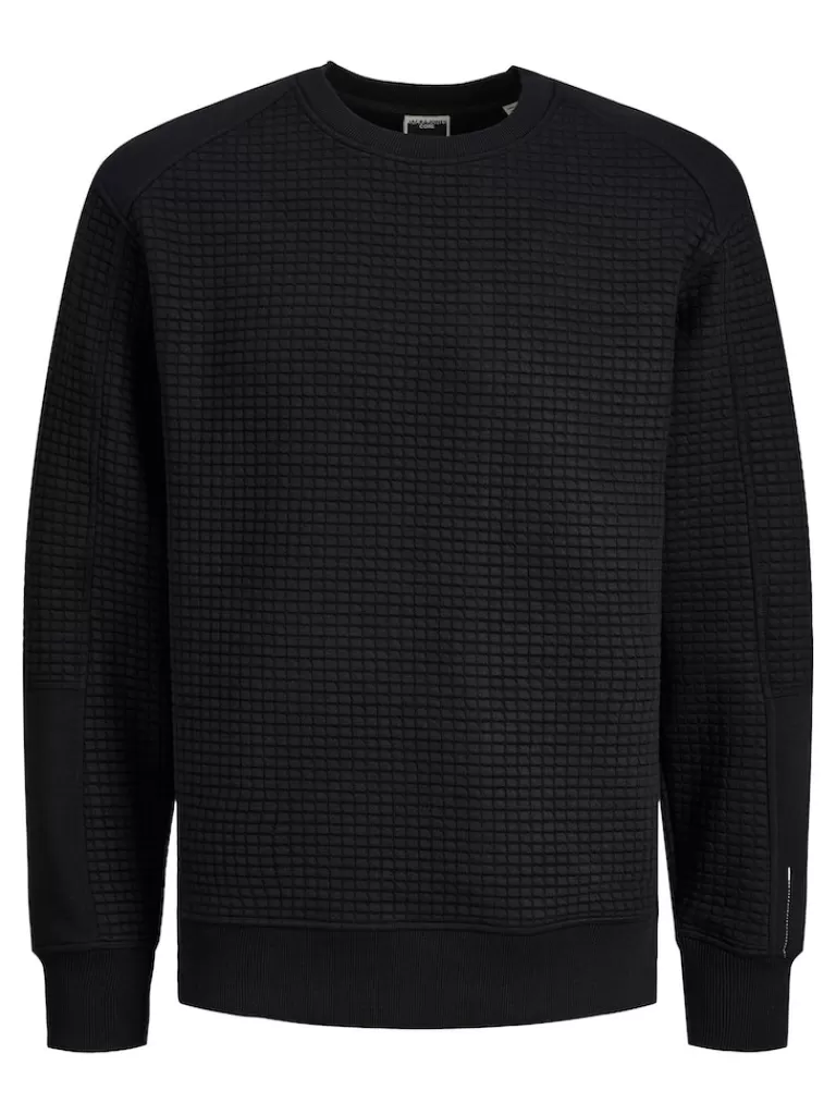 JACK&JONES WORKS TEXTURED SWEATSHIRT Black-Men Sweatshirts &Hoodies